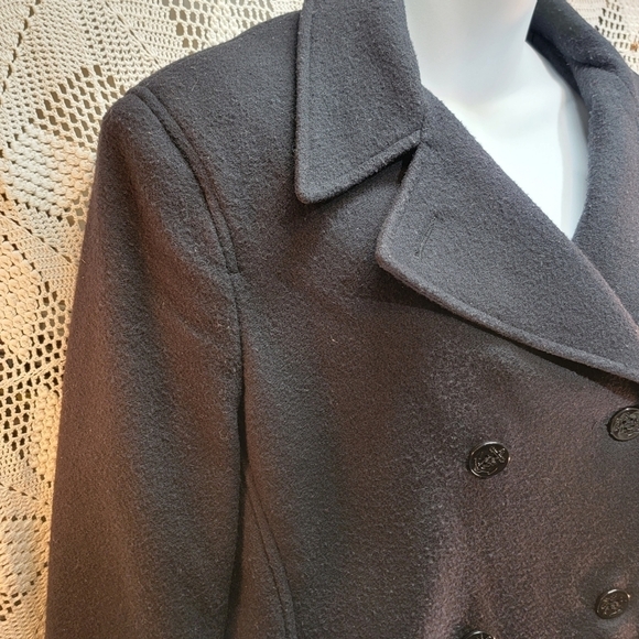 Andrea pea coat size 12, charcoal gray winter wool front buttons coat - Picture 3 of 15